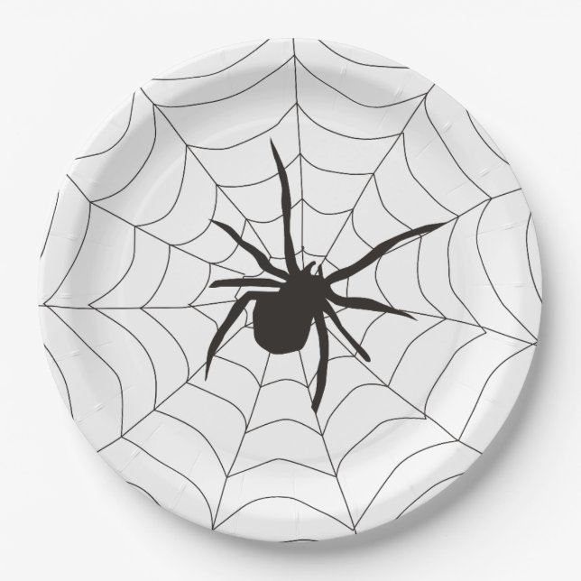 Halloween Scary Spider Pattern Paper Plate (Front)