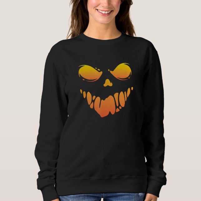 Halloween Scary Spooky Jack O Lantern Pumpkin Sweatshirt (Front)