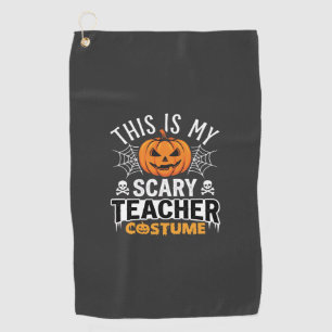 Halloween Scary Teacher Costume Pumpkin Design Golf Towel