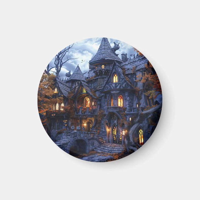 Halloween Scary Witch Castle Magnet (Front)