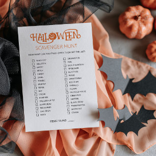 Halloween Scavenger Hunt party game card