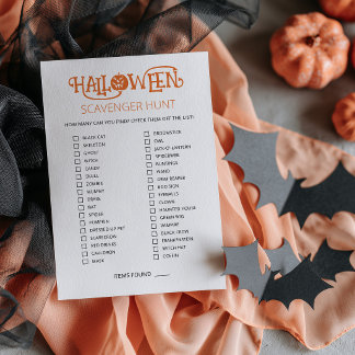 Halloween Scavenger Hunt party game card