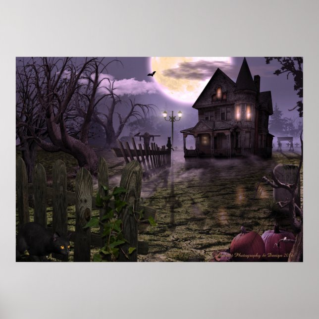 Halloween Scene 28" x 20" Poster (Front)