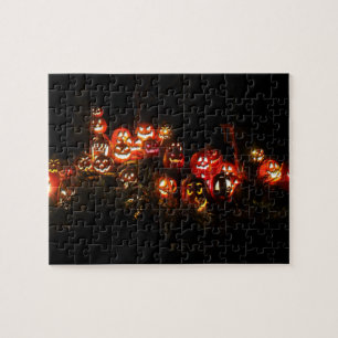 Halloween Scene Filled with Jack-O-Lanterns Jigsaw Puzzle
