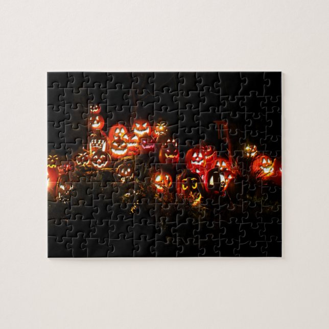 Halloween Scene Filled with Jack-O-Lanterns Jigsaw Puzzle (Horizontal)