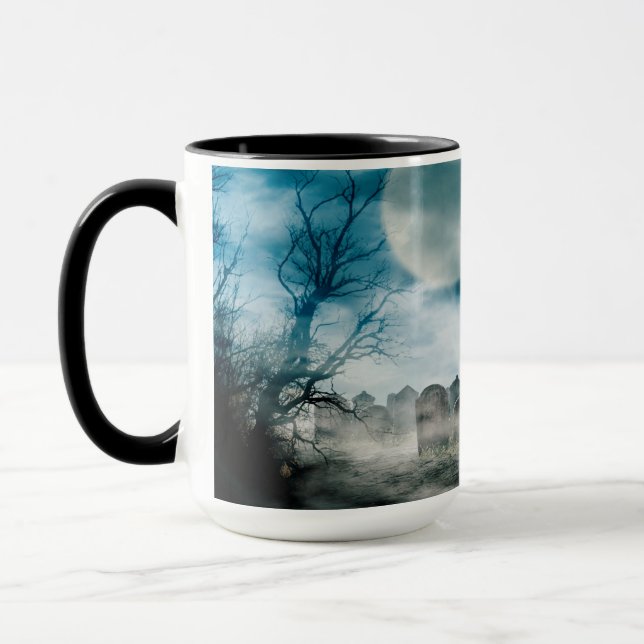 Halloween scene. Haunted house. Mug (Left)