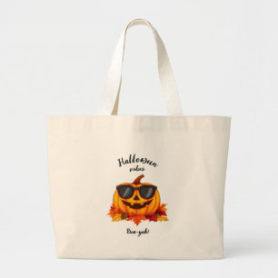 Halloween scene large tote bag
