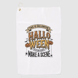 Halloween Scene Shirt Vintage Engraving Pumpkin De Golf Towel