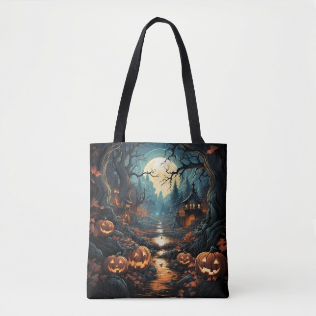 Halloween scene tote bag (Front)