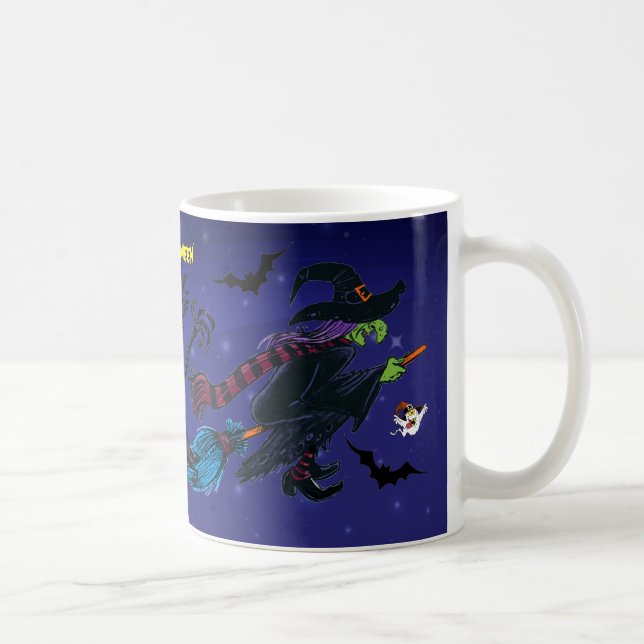 Halloween scene witch skull horror night custom coffee mug (Right)
