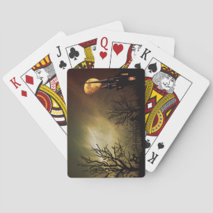 Halloween Scene with Mystical Castle Playing Cards