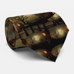 Halloween Scene with Mystical Castle Tie