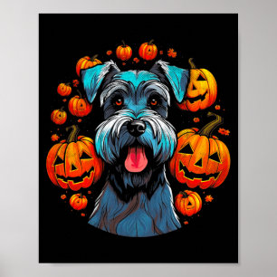 Halloween Schnauzer Dog Black Premium Tri-Blend Poster