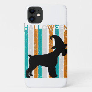 Halloween Schnauzer Silhouette Dog   Orange Cool iPhone 11 Case