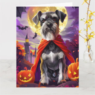 Halloween Schnauzer Vampire Pumpkins Scary Card