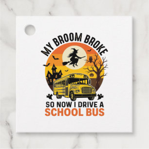 Halloween School Bus Witch Vintage Teacher Design_ Favour Tags