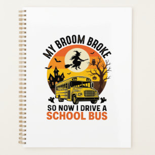 Halloween School Bus Witch Vintage Teacher Design_ Planner