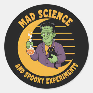 Halloween Science Sticker with Cute Frankenstein