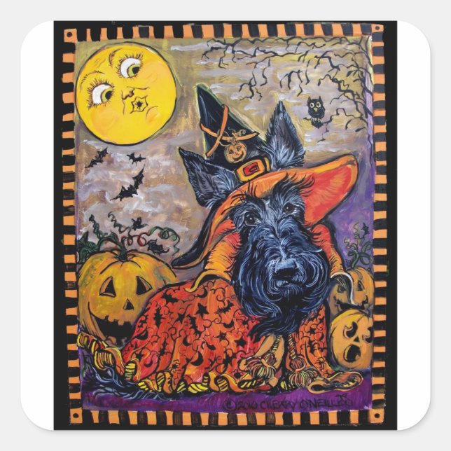 Halloween Scottie Square Sticker (Front)