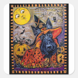Halloween Scottie Square Sticker