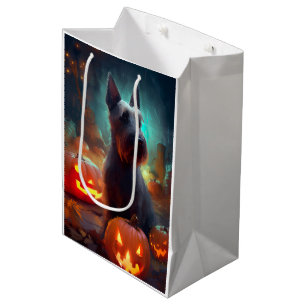 Halloween Scottish Terrier With Pumpkins Scary Medium Gift Bag
