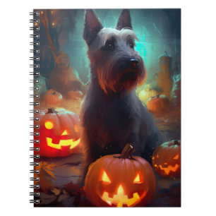 Halloween Scottish Terrier With Pumpkins Scary  Notebook