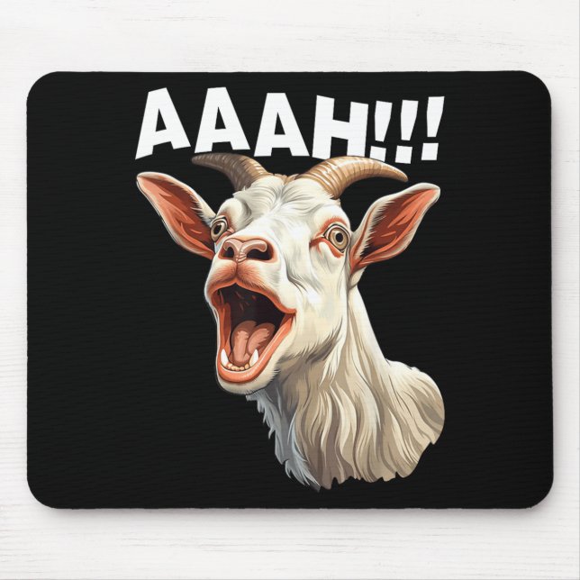 Halloween Screaming Goat AAAH - Funny Crazy Goat Mouse Pad (Front)