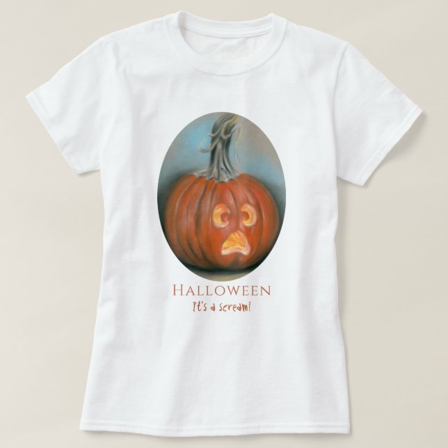 Halloween Screaming Jack O Lantern Pumpkin Pastel T-Shirt (Design Front)