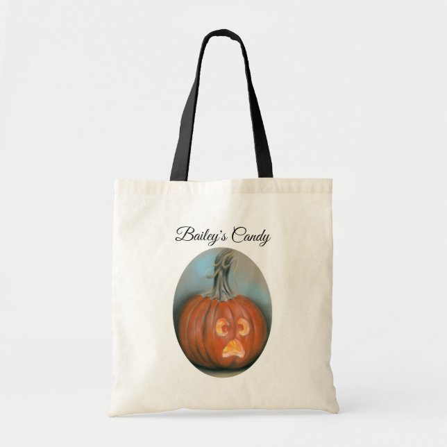 Halloween Screaming Jack O Lantern Pumpkin Pastel Tote Bag (Front)