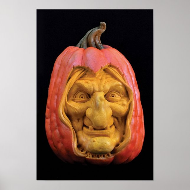 Halloween Sculpted Jack-O’-Lantern Witch Poster (Front)