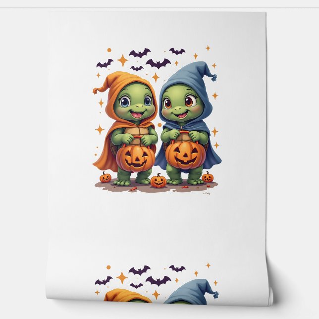 Halloween Sea Turtle Ghost Turtles T-Shirt Wallpaper (Unrolling)