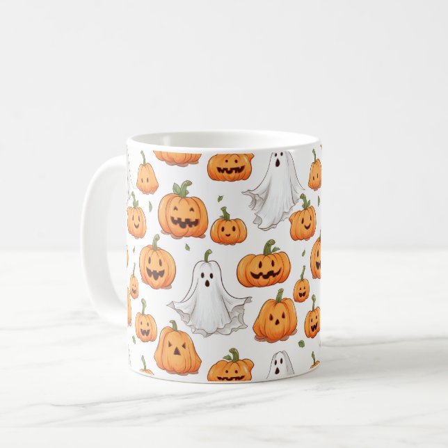 Halloween Seamless Pattern Coffee Mug (Front Left)