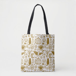 Halloween seamless pattern. Holiday golden ink sil Tote Bag