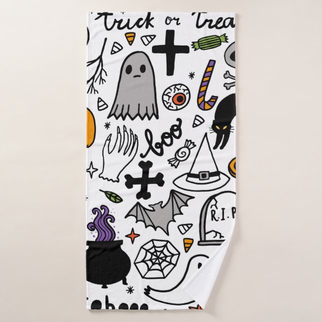 Halloween seamless pattern. Vintage background Bath Towel (Bath Towel)