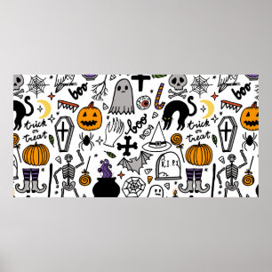 Halloween seamless pattern. Vintage background Poster
