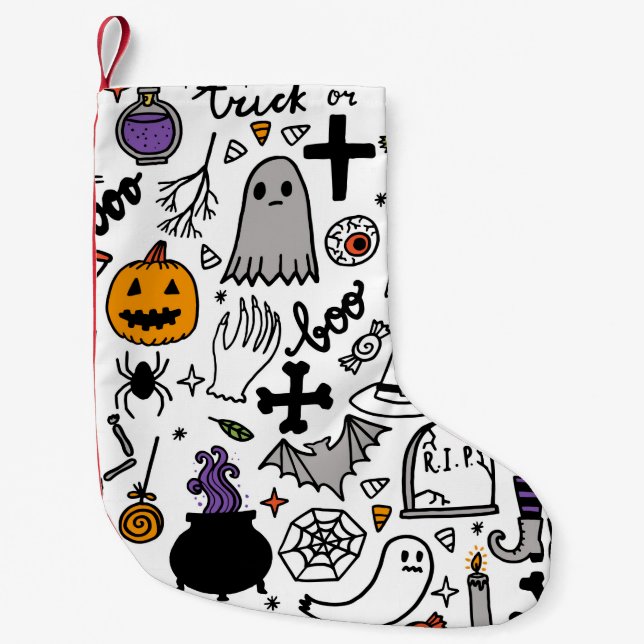 Halloween seamless pattern. Vintage background Small Christmas Stocking (Front)