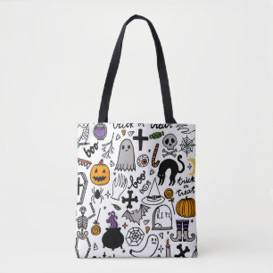 Halloween seamless pattern. Vintage background Tote Bag