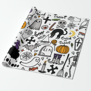 Halloween seamless pattern. Vintage background Wrapping Paper