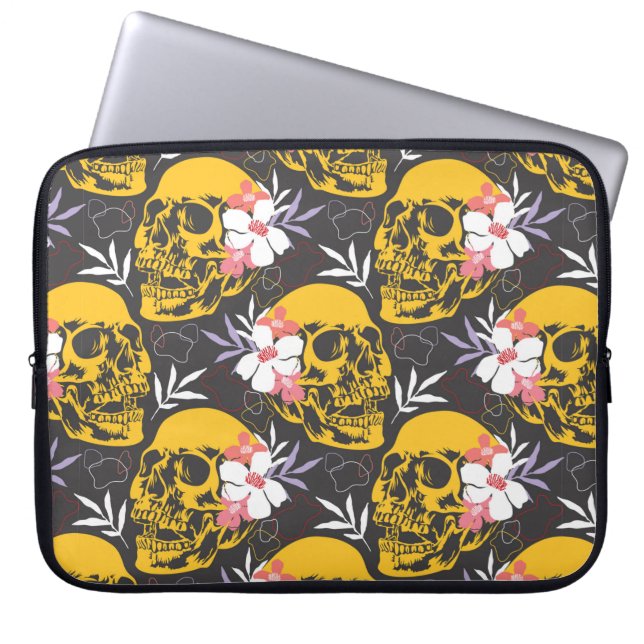 Halloween seamless pattern with colourful and scar laptop sleeve (Front)