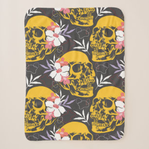 Halloween seamless pattern with colourful and scar sherpa blanket