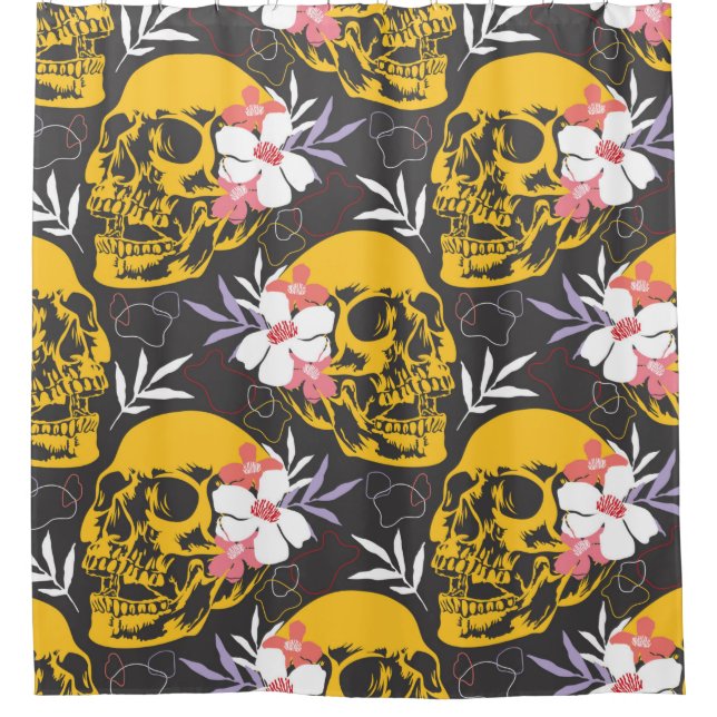 Halloween seamless pattern with colourful and scar shower curtain (Front)