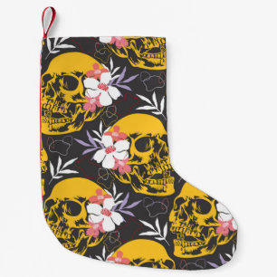 Halloween seamless pattern with colourful and scar small christmas stocking