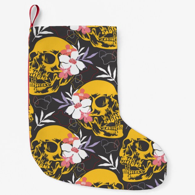 Halloween seamless pattern with colourful and scar small christmas stocking (Front)