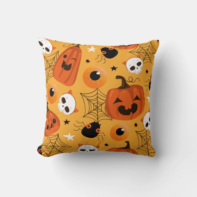Halloween seamless pattern with cute pumpkins, sku cushion (Front)