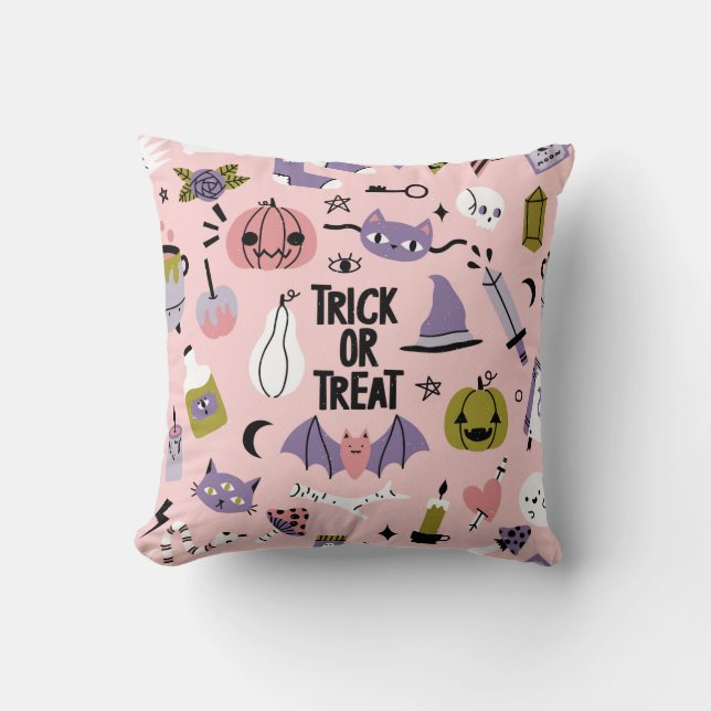 Halloween seamless pattern with different cute car cushion (Front)