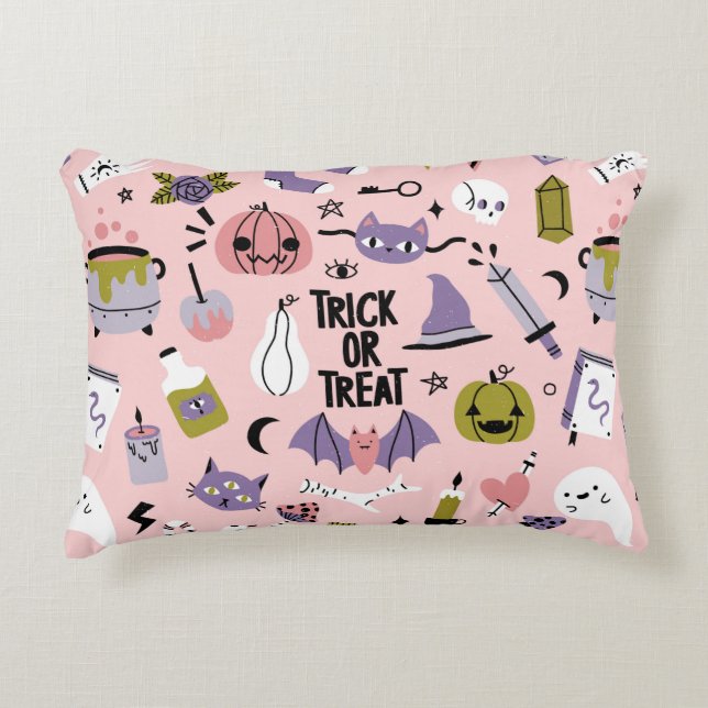 Halloween seamless pattern with different cute car decorative cushion (Front)
