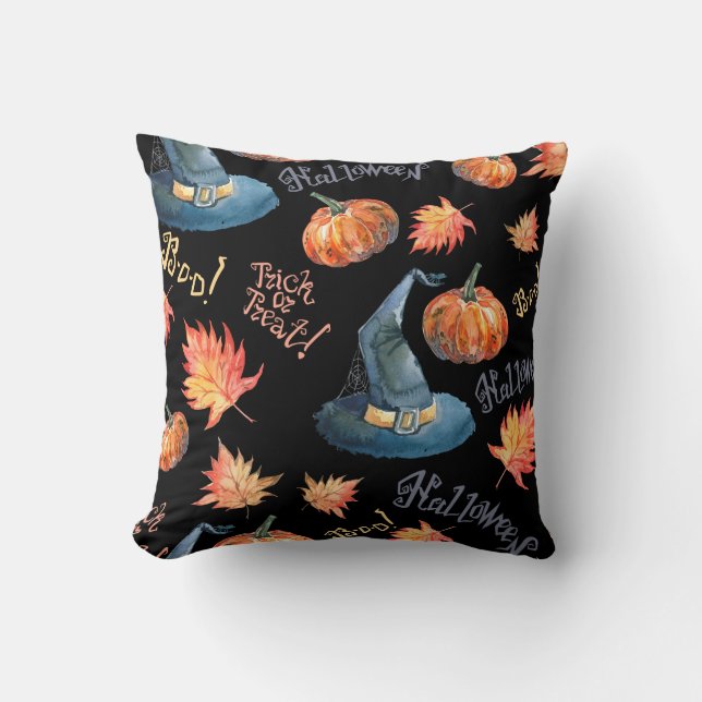 Halloween seamless pattern with halloween pumpkin, cushion (Front)