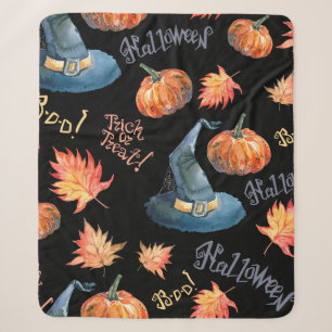 Halloween seamless pattern with halloween pumpkin, sherpa blanket