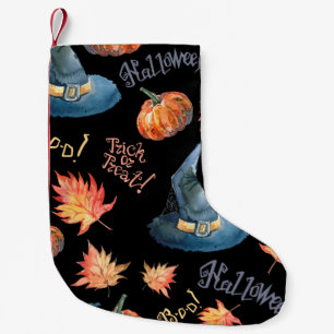 Halloween seamless pattern with halloween pumpkin, small christmas stocking