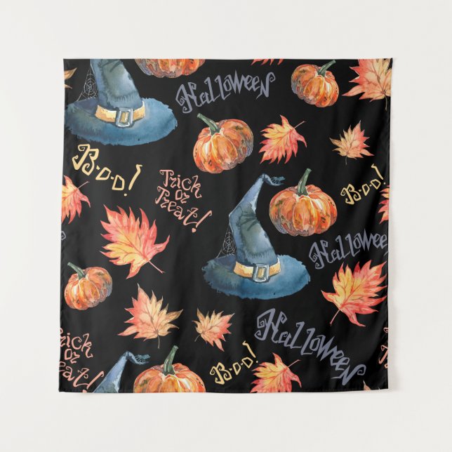Halloween seamless pattern with halloween pumpkin, tapestry (Front)